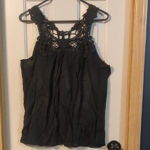 No Boundaries Elegant Black Crochet Tank Top